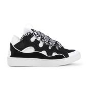 Lanvin Svarta Mocka Sneakers med Perforerade Detaljer Black, Herr