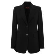 Max Mara Studio Svart blazer med V-ringning och knappar Black, Dam