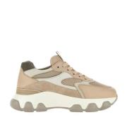 Hogan Beige Sneakers med Läder och Mocka Beige, Dam