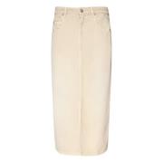 Isabel Marant Étoile Ecru Midi Kjol med Framre Slits Beige, Dam