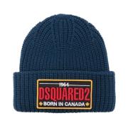 Dsquared2 Chunky Ribbstickad Blå Logomössa Blue, Herr