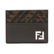 Fendi Brun Läder Korthållare Plånbok Brown, Herr