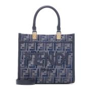 Fendi Mocka och Shearling Jacka Blue, Dam