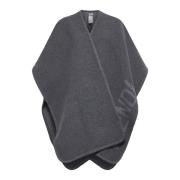 Fendi Grå Ull Kashmir Poncho med Logo Gray, Dam