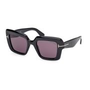 Tom Ford Svarta Acetat Dam Solglasögon - Kvadratisk Stil Black, Dam