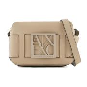 Armani Exchange Kameraväska med justerbar axelrem Beige, Dam