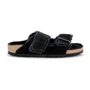 Birkenstock Mysiga Svarta Mocka Platta Skor Black, Dam