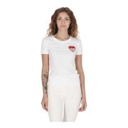 Love Moschino Multifärgad Bomull T-shirt Snygg Design White, Dam