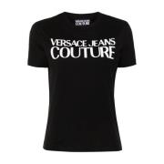 Versace Jeans Couture Svart T-shirt för kvinnor Aw24 Black, Dam