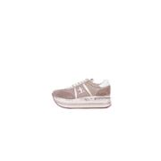 Premiata Beige Sneakers med Mocka Detaljer Beige, Dam