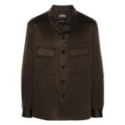 Ermenegildo Zegna Kashmir overshirt med knappstängning Brown, Herr