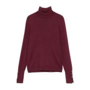 Liu Jo Burgundy Stickad Rullkrage Sweater Red, Dam