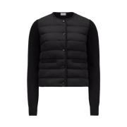 Moncler Vadderad Cardigan med Merinoull Black, Dam