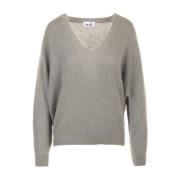 NIU V-ringade Sweaters Gray, Dam