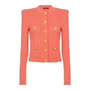 Balmain Knäppt finstickad kofta Pink, Dam