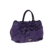 Prada Vintage Pre-owned Nylon handvskor Purple, Dam