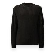 C.p. Company Crew Neck Fleece Stickad Tröja Black, Herr