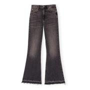 Ganni Svart Rå Kant Denim Flare Jeans Black, Dam