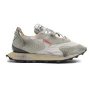 RUN OF Vintage Effect Sneakers Off White Cream Beige, Dam