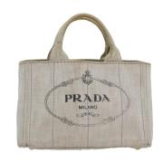 Prada Vintage Pre-owned Canvas handvskor Beige, Dam