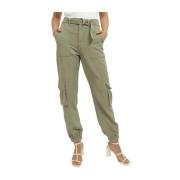 Guess Cargo Byxor Ljus Mossa Syntetisk Lyocell Green, Dam