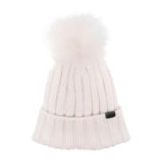 Woolrich Lyxig Cashmere Pom-Pom Beanie White, Dam