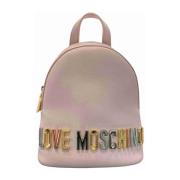 Love Moschino Stilig PU-ryggsäck Pink, Dam