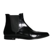 Dolce & Gabbana Svarta läder Chelsea ankelboots Black, Herr