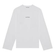 Acne Studios Långärmad Crew Neck Signature Tee White, Herr