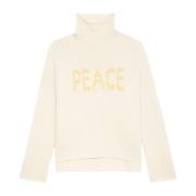 Zadig & Voltaire Gul Stickad Tröja med Peace-meddelande Beige, Dam