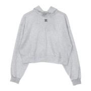 Adidas Grå Cropped Hoodie med Dragsko Huva Gray, Dam