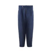 Emporio Armani Linnedenim Effekt Byxor Blue, Herr