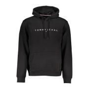 Tommy Hilfiger Broderad huvtröja med central ficka Black, Herr