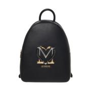 Love Moschino Elegant Svart Ryggsäck med Guld Hjärta Black, Dam