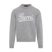 Gucci Grå Ulltröja Aw24 Stilren Gray, Herr