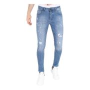 Local Fanatic Slim-fit jeans Stonewash med hål för män -Mm114 Blue, He...