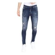 Local Fanatic Slim Fit-jeans med färgstänk för män -Mm115 Blue, Herr