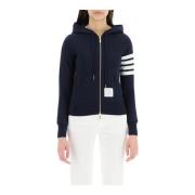 Thom Browne Ikonisk 4-Bar Bomull Dragkedja Hoodie Blue, Dam