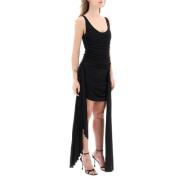 Mugler Draped Mini Klänning med Sidodraperier Black, Dam