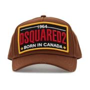 Dsquared2 Logo Patch Distressed Baseball Cap Brown, Herr