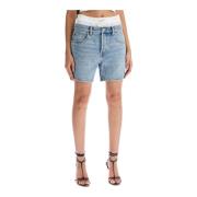 Alexander Wang Denim boxershorts med märkesdetaljer Blue, Dam