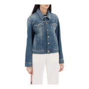 Golden Goose Kort jeansjacka med metallknappar Blue, Dam