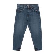 Amish Blå Denim Jeans Straight Leg Blue, Herr