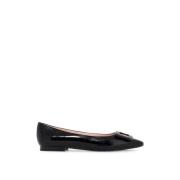 Roger Vivier Glossy Patent Leather Ballerina Flats Black, Dam