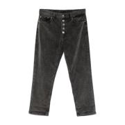 Dondup Svarta Corduroy Jeans Knappgylf Black, Dam