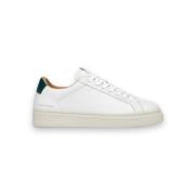 Crime London Vita Lädersneakers med Grön Häl White, Herr