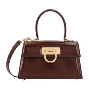 Salvatore Ferragamo Ikonisk Gancini Läderhandväska Brown, Dam