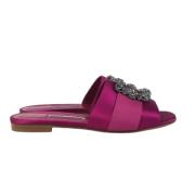 Manolo Blahnik Pre-owned Pre-owned Tyg sandaler Purple, Dam