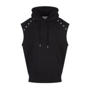 Alexander McQueen Svart Ärmlös Hoodie med Nit Black, Herr