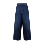 Off White Broderad Blå Logo Denim Jeans Blue, Dam